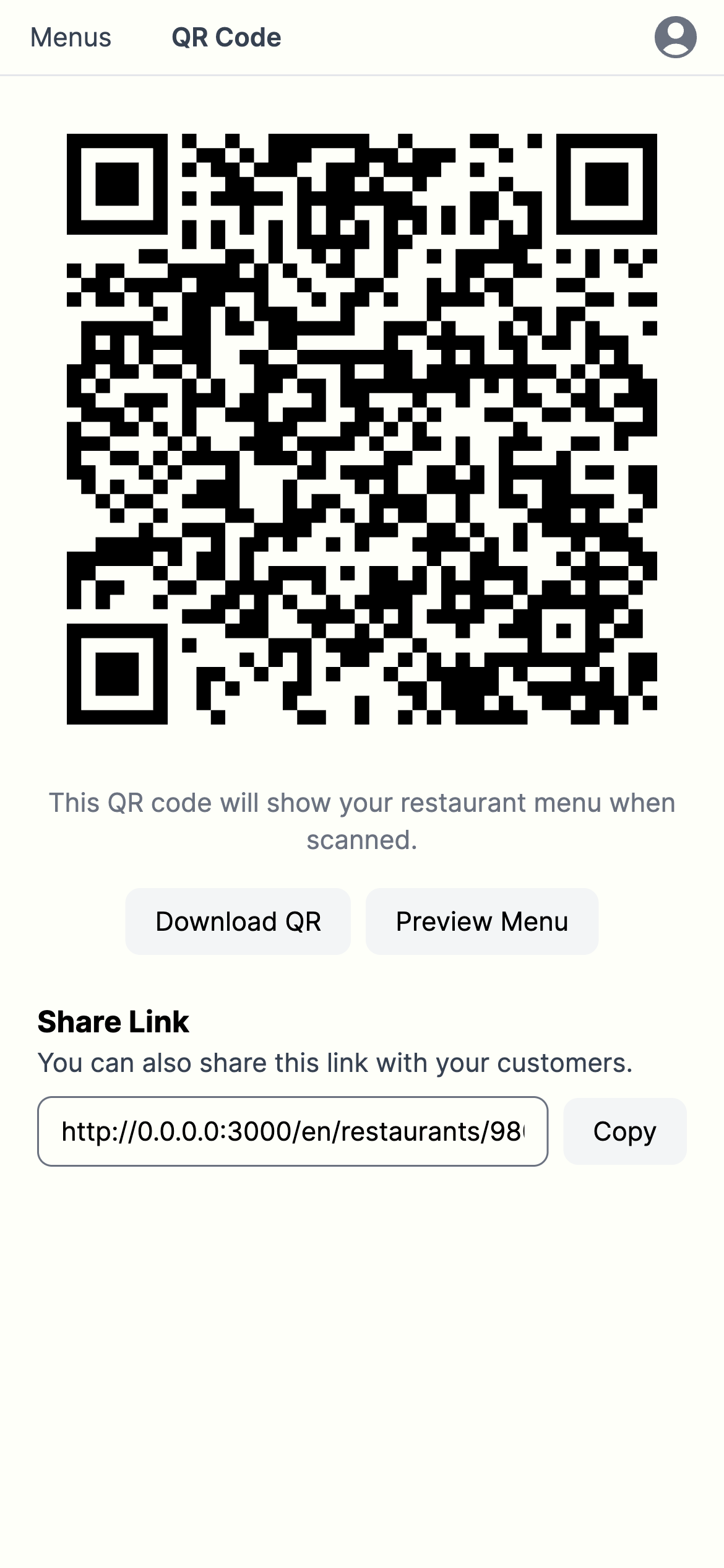 Screenshot der QR-Code-Generierung